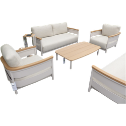 Wadi sofa set camel sand/teak incl. natural mixed weave kussens