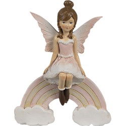 Clayre & Eef Decoratie Beeld Elf 9x3x11 cm Roze Kunststof