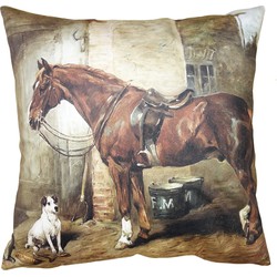 Clayre & Eef Kussenhoes  45x45 cm Bruin Polyester Paard Sierkussenhoes