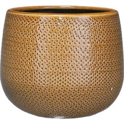 Gabriel pot round ochre - h16xd18cm - Mica Decorations