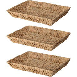 H&S Collection Broodmand - 3x - gevlochten riet - naturel - 38 x 28 x 6 cm - broodmand