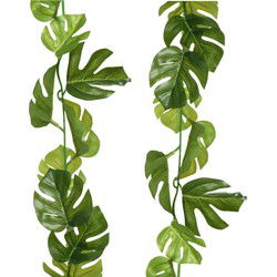 Plantenslinger/kunstplant - 2x - Monstera - groen - kunststof - 180 cm - Gatenplant - Kunstplanten