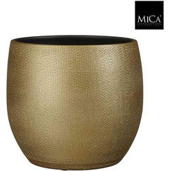 Mica Decorations Bloempot Porto - 26.5x26.5x27 cm - Terracotta - Goud,Metallic
