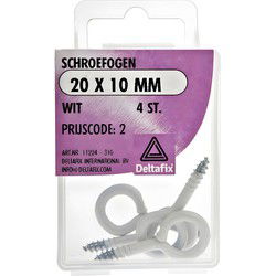 Schroefoog 20x10mm wit 4st
