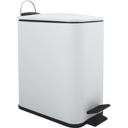 Spirella Pedaalemmer Paris - wit - 5 liter - metaal - L28 x B14 x H29 cm - soft-close - toilet/badkamer - Pedaalemmers