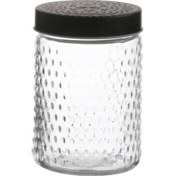 Urban Living Voorraadpot/bewaarpot Roma - 1L - glas - zwart - D12 x H17 cm - Voorraadpot