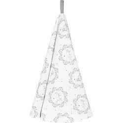 Clayre & Eef Theedoek Ø 80 cm Wit Grijs Katoen Rond Kat