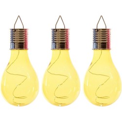 3x Buitenlampen/tuinlampen lampbolletjes/peertjes 14 cm geel - Buitenverlichting