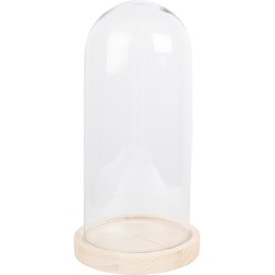 Clayre & Eef Stolp  Ø 13x26 cm Bruin Hout Glas Rond Glazen stolp