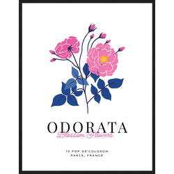 Any Image Print 'Odorata' - Schilderij - Wanddecoratie - Inclusief beukenhouten lijst - Poster - 73x93cm - Zwarte lijst met Passe Partout