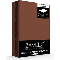 Zavelo Splittopper Hoeslaken Satijn Bruin-Lits-jumeaux (160x200 cm)