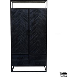 Benoa Jax 2 Door 4 Drawer Cabinet Black 100 cm