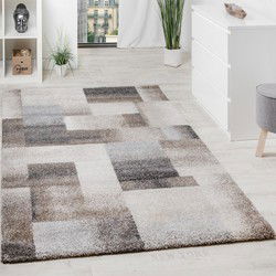 Laagpolig Vloerkleed - Eceria - Geblokt - Beige - 200x290 cm
