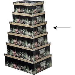 5Five Opbergdoos/box - zwart - L36 x B24.5 x H12.5 cm - karton - Opbergbox