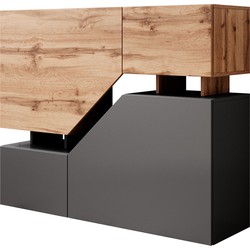 Meubella Dressoir Canberra - Eiken - Antraciet - 120 cm