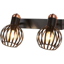 Janeiro wand licht 2x E14 zwart / brons