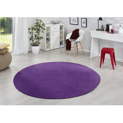 Rond Uni Laagpolig Effen Vloerkleed - Fancy - Paars - 133cm rond Ø