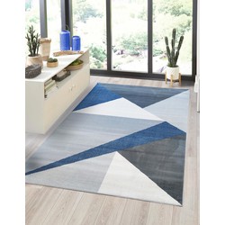 Sarande Modern Grijs / Blauw vloerkleed - Geo