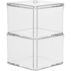 Make-up organizer - transparant - kunststof - 9,5x9,5x17 cm - Opbergbox