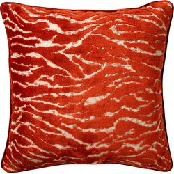 Dutch Decor ZABRINA - Kussenhoes 45x45 cm - velvet - Potters Clay - oranje - met zebra strepen - Dutch Decor