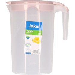 Schenkkan/waterkan - roze - 1750 ML - kunststof - 10 x 20 x 22 cm - Schenkkannen