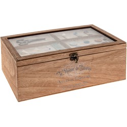 Decopatent® Houten Naaikist - Naaidoos opbergbox 3 vakken - Naaibox met Deksel- Compact - Naaigarnituur Naaikoffer - Licht Bruin