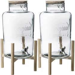 Secret the Gourmet drankdispenser - 2x - transparant - 8 liter - glas - Drankdispensers