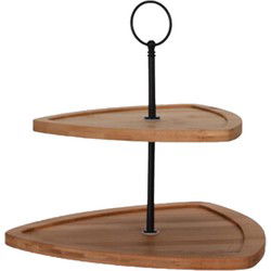 Etagere 2-laags van bamboe 25 x 25 x 24 driehoekig - Etageres