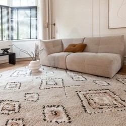 Berber Vloerkleed Hoogpolig Grijs/Beige - Ikat Beige,Grijs - Polypropyleen - 200 x 290 cm - (L)