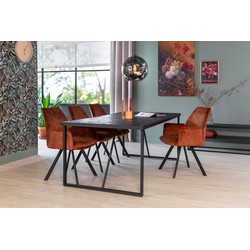 Eettafel Blackster teakhout zwart 160x90 cm