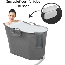 EKEO - Zitbad - 220L - Mobiele badkuip - Bath Bucket - Inclusief kussen - Grijs