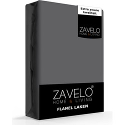 Zavelo Flanel Laken Antraciet-Lits-jumeaux (240x300 cm)