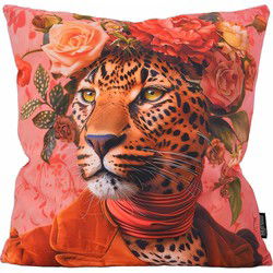 Sierkussen Flower Leopard #2 | 45 x 45 cm | Katoen/Polyester