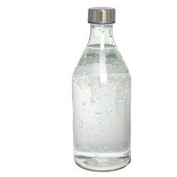 Waterkan - met deksel - 1L - glas - kurk - waterkaraf - schenkkan - rond - Waterkannen