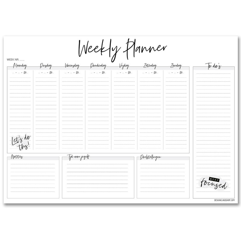 Weekplanner A3 Bureaulegger Zwart wit | Weekly planner - Stationery - 