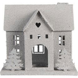 Clayre & Eef Decoratie Beeld Huis Grijs Metaal