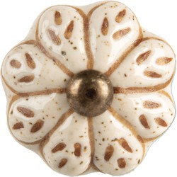 Clayre & Eef Deurknop Ø 4x3 cm Beige Keramiek