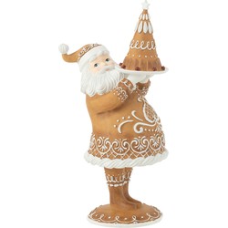 J-line - Peperkoek Kerstman Cake Resine Bruin - 22.5x16.5x43cm