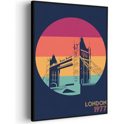 Muurwerken Akoestisch Schilderij - London 1977 Illustratie - Geluidsdempend Wandpaneel - Wanddecoratie - Geluidsisolatie - BASIC (AW 0.65) XXL (107X150)