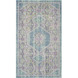 Safavieh Boho Chic Indoor Woven Area Rug, Windsor Collection, WDS311, in Spa Blue & Multi, 91 X 152 cm