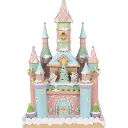 Clayre & Eef Gingerbread house 27x18x42 cm Roze Kunststof Peperkoekhuisje