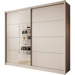 Meubella - Kledingkast Azul - Beige - 251 cm - Met spiegel