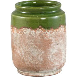PTMD Bloempot Breffni - 17x17x20 cm - Terracotta - Groen