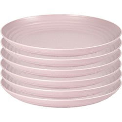 PlasticForte Rond bord/camping bord - 6x - D22 cm - lichtroze - kunststof - Dinerborden