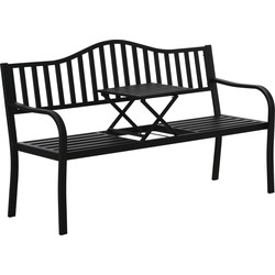 4goodz Tuinbank met uitklapbare tafel voor 2-3 personen - Zwart