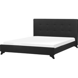 Beliani AMBASSADOR - Tweepersoonsbed-Zwart-Chenille