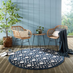 Rond Modern Buitenkleed - Oro Blauw Ã˜160Cm