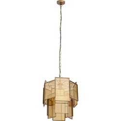 PTMD Hanglamp Loucas - 42x42x48 cm - Glas - Messing