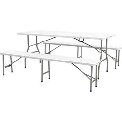 4goodz Outsunny 3-delige Biertafel / Picknicktafel Set voor 6 Pers