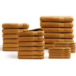 DoubleDry Hotel Handdoeken 30-delig Set - 100% Katoen 500 g/m2 - Zacht & Absorberend - Okergeel
